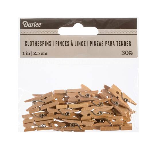 Darice 25 X 1 Mini Decorative Natural Wood Clothespins 30 Pack